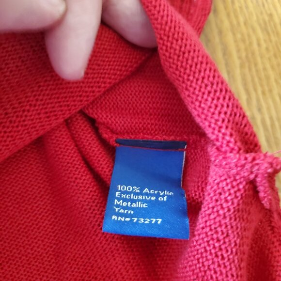 APT 9 Long Tunic Red Sweater with Metallic Threading Large - Picture 12 of 16